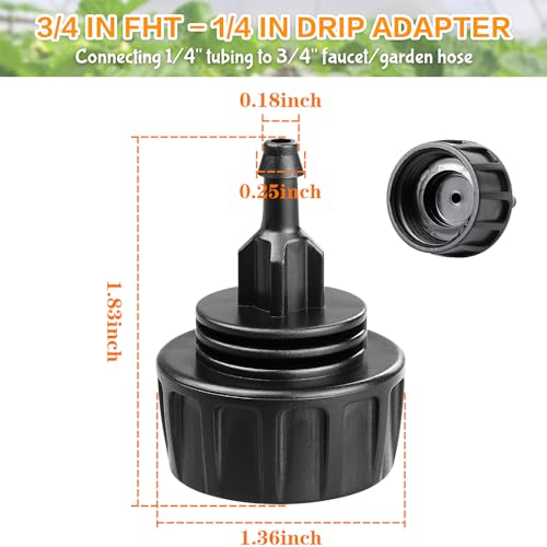 Gardrip 3/4 Inch Female Pipe Thread to 1/4 Inch Drip Irrigation Tubing Adapter: 6 Pieces 1/4 In. Barbed Drip Line x 3/4 In. Faucet PVC Adapter Connect 3/4" FHT Faucet - color: 3/4" to 1/4" Faucet Adapter-6P