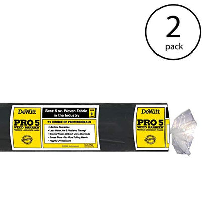 Dewitt Pro-5 Weed Barrier Fabric 5 oz, 4 x 250 Feet, 2-Pack - Heavy-Duty - size: 2 Pack, style: 4' x 250'