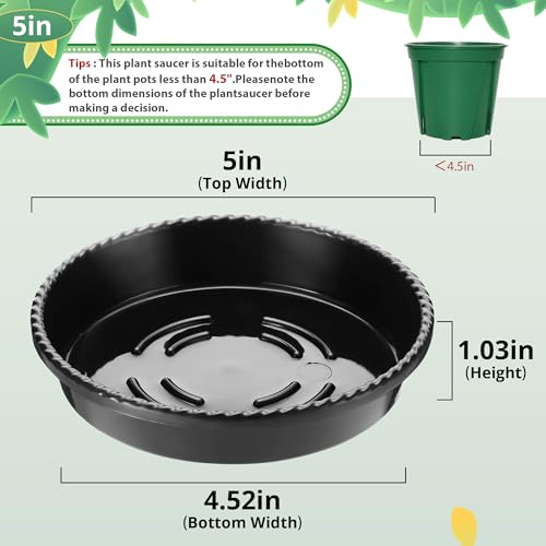 8 Pack of 5'' Plant Saucer Drip Trays, Plant Tray for Indoor and Outdoor Plants, Thicker & Sturdier & Durable Plastic Plant Saucers Plant Accessories Indoor Black - color: Black, size: 5"