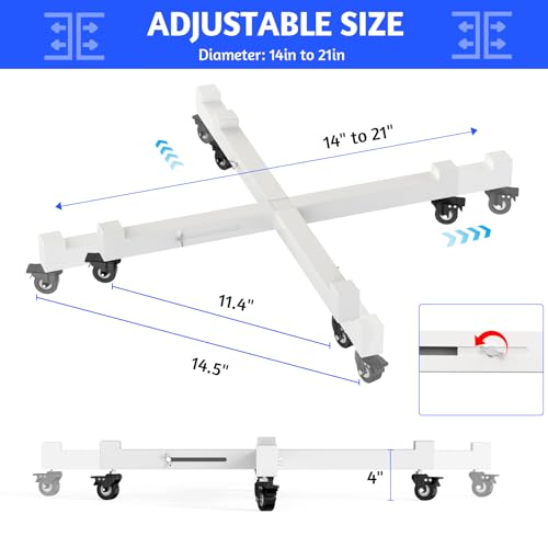 Plant Caddy With Wheels, Adjustable 14in to 21inch Heavy Duty Rolling Plant Dolly, Metal Plant Stand With 4 Lockable Caster Wheels, For Indoor Outdoor Pots Planter, Holds Up to 500 Lbs, White - color: White, size: 14in - 21in