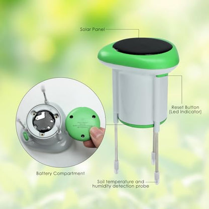 WiFi Soil Moisture Meter, 3-in-1 Smart Soil Tester for EC/Temp/Moisture, Wireless Plant Monitor with App, High Precision Digital Soil Sensor for Indoor Outdoor Garden & Lawn(Solar Powered)