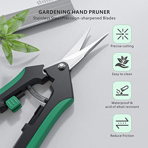 6.5 Inch Gardening Scissors Hand Pruner Pruning Shear with Stainless Steel Precision Blades Multiple Packs (Curved-1pc)