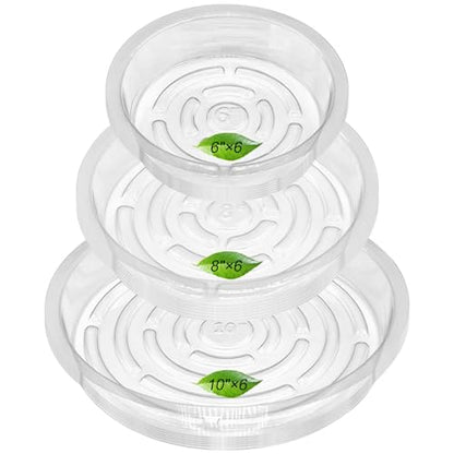 18 Pack Plant Saucers, HOMENIANG 18Pcs Clear Plant Saucer Drip (6inch / 8inch / 10inch), Flower Pot Trays, Plant Drainage Trays for Indoor Outdoor Garden Plants, 6 Pieces of Each Size - size: 6,8,10 Inch/18pcs