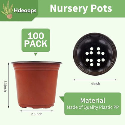 100 PCS Plastic Nursery Pots 4 Inch - style: 4 Inch
