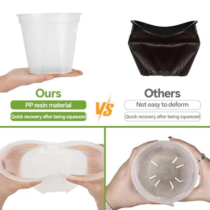 6/8/10/12 Inch Large Clear Nursery Deep Pots with Drainage Hole 12 Pack, Deep Plant Pots with Drainage for Seedling Flower Vegetable, Ideal for Hyacinths, Amaryllis, Reusable Deep Pots