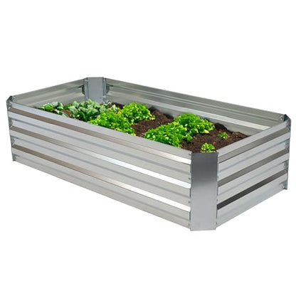 Sunnydaze Rectangle Galvanized Raised Garden Bed for Vegetables & Flowers - color: Silver