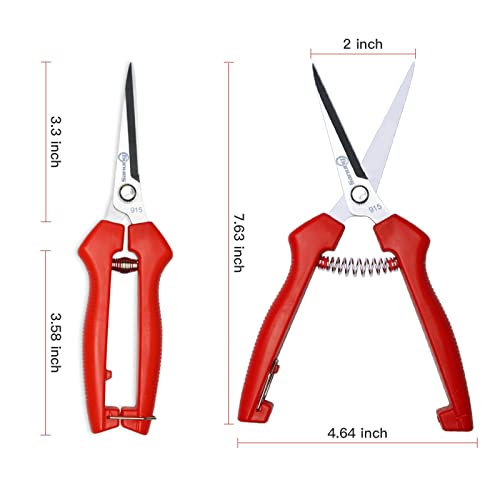 Sanung 2 PACK Straight Stainless Steel Pruning Shears, Hand Pruner Garden Trimmer Scissors with PVC Handle Safety Lock, Ideal for Gardening, Tree Trimming