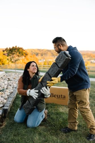 Beuta Landscape Edging | Garden Edging Border | Polyrock Blocks for Lawn Edging, Flower Beds & Yard Edging – 1 Pack | Each Section Has 6 Blocks 48" L x 4" W x 6.5" H | 2 Spikes | Charcoal - color: Charcoal, size: 1-Pack (4 FT)
