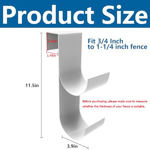 codree 2 PCS Pool Fence Hooks for Pool Equipment, White Heavy Duty Fence Hooks for Pool Poles, Slipe-on Fence Hanger for Pool Hose Pool Skimmer, Fit 3/4 Inch to 1-1/4 inch Railing - color: White-2