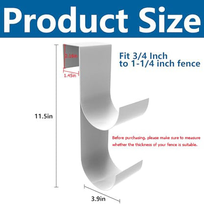 codree 2 PCS Pool Fence Hooks for Pool Equipment, White Heavy Duty Fence Hooks for Pool Poles, Slipe-on Fence Hanger for Pool Hose Pool Skimmer, Fit 3/4 Inch to 1-1/4 inch Railing - color: White-2