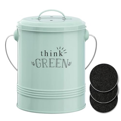 Barnyard Designs 1.2 Gallon Kitchen Counter Compost Bin with Lid (Mint) - color: Mint