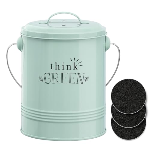 Barnyard Designs 1.2 Gallon Kitchen Counter Compost Bin with Lid (Mint) - color: Mint