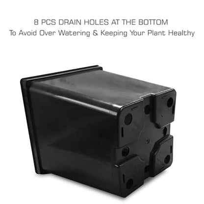 1/2 Gallon Square Nursery Pots 24PCS Black Thick Durable Plastic Flower Pots with Drainage Holes, Reusable Seedling propogation Starter Pots for Indoor Plants, Transplanting, Succulents