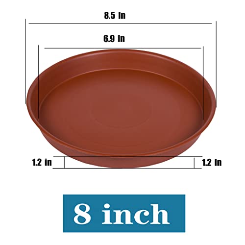 6 Pack of 8 inch Plant Saucer, Heavy Duty Plastic Plant Drip Trays 8" Round, Plant Dishes Saucer, Flower Plant Water Trays for Indoors, Plate for Planter 7-9" (8 inch, Terracotta) - size: 8" (6 pack)