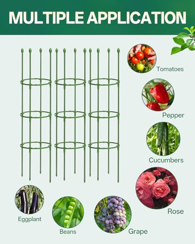 3 Pack Tomato Cage, Up to 59 Inch Adjustable Metal Tomato Cages for Garden - size: 3 Pack-59in