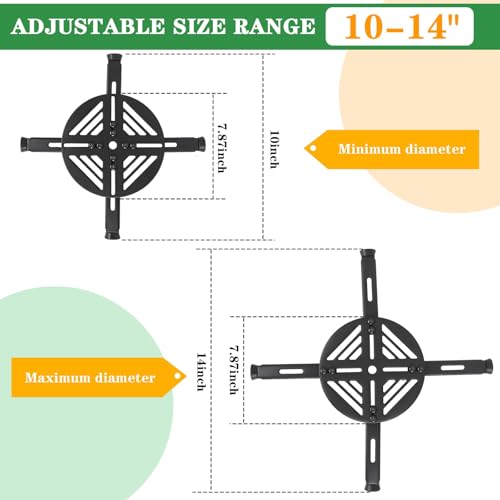 Adjustable Heavy Duty Metal Plant Risers , Fit Round Square Tapered Pots - size: Adjustable Size Range:10-14"- 2Pack