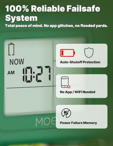 MOES 4 Zone Water Timer, Brass Fittings, Sequential Watering, No Wi-Fi - style: 4 Zones (4 Outlets)