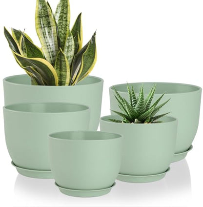 YNNICO Plant Pots 10/9/8/7.5/7 inch with Multi Mesh Drainage Holes - color: Green, size: 10/9/8/7.5/7 inch