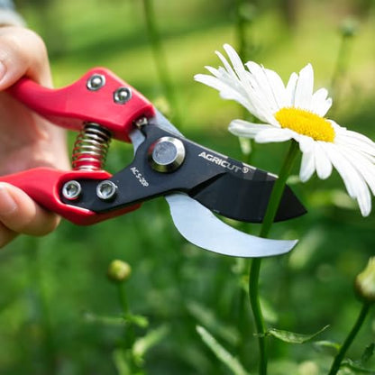 AGRICUT Japanese Pruning Shears, Hand Pruners with Sheath - style: Nylon Handle, High Carbon Steel PRO with Sheath
