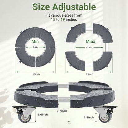 Nefish Trash can Dolly, 15-19 Inch Adjustable Trash Can Wheels, Heavy Duty Drum Dollies 440lbs Keg Dollys Garbage can Wheels, Multi Functional Plant Rollers with Wheels - color: Gray, size: 2IN（1pack）
