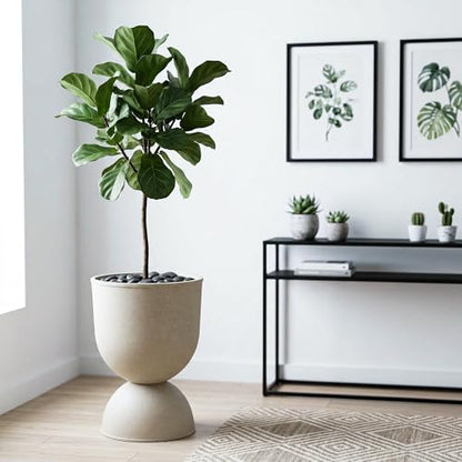 KOL 23 Inch Tall Planters, Beige Plastic Urn Planters, 1 Pack - color: Beige, size: Single: 23"
