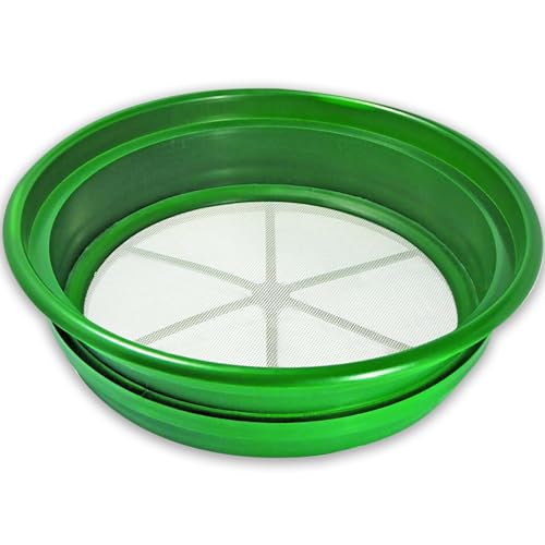 SE 13.25 Inch Wide Stackable Classifier Gold Prospecting Pan - 1/20 Inch Stainless Steel Mesh Sifting Pan, Green - size: 1/20 inch, style: Pans