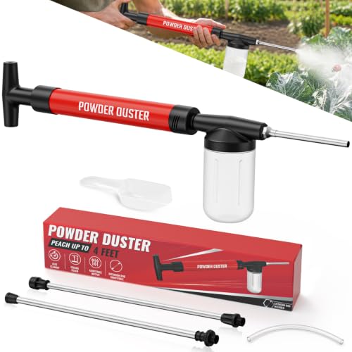 Diatomaceous Earth Duster, Up to 4 FT Telescopic Powder Duster Applicator - color: Red