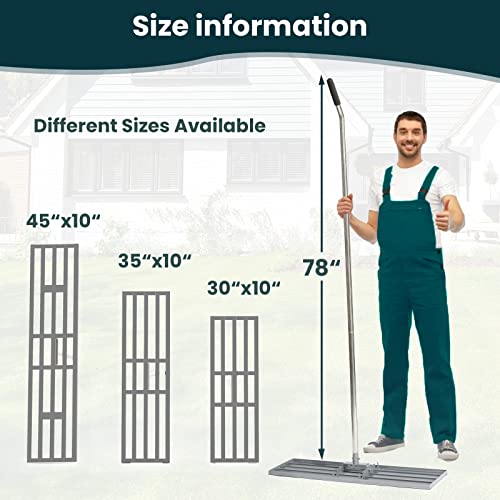 Lawn Leveling Rake 35x10 inch, (Professional-Grade) Lawn Leveler Tool with Stainless Steel Handle Rakes for Lawns Heavy Duty Landscape Rake for Backyard, Garden, Golf Course, Farm, Pasture - size: 35x10inch-6.5FT