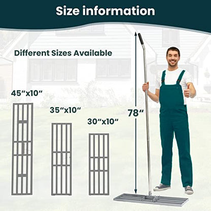 Lawn Leveling Rake 35x10 inch, (Professional-Grade) Lawn Leveler Tool with Stainless Steel Handle Rakes for Lawns Heavy Duty Landscape Rake for Backyard, Garden, Golf Course, Farm, Pasture - size: 35x10inch-6.5FT