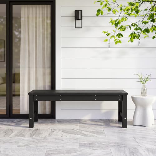 Psilvam HDPE Outdoor Bench, 2-Person Backless Garden Bench, Black, 2PCS - color: Black(hdpe), size: 2 pack