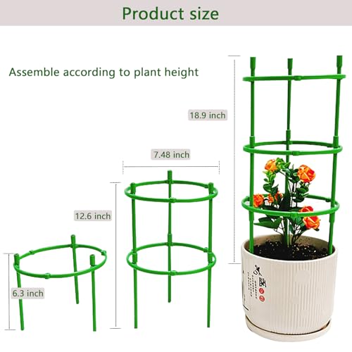 12 Packs Plant Support Stakes, Plant Support with Garden Wire Ties for Indoor Plants, Plastic Stackable Garden Flower Support, Plant Stakes for Tomato, Monstera, Peony, Hydrangea Climbing Plants