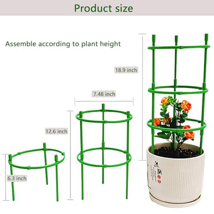 12 Packs Plant Support Stakes, Plant Support with Garden Wire Ties for Indoor Plants, Plastic Stackable Garden Flower Support, Plant Stakes for Tomato, Monstera, Peony, Hydrangea Climbing Plants