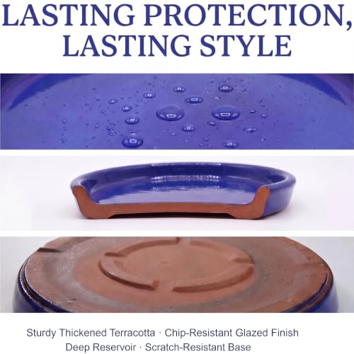 Ceramic Plant Saucer, 11.4 inch, Falling Blue - color: Falling Blue