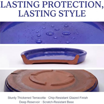 Ceramic Plant Saucer, 11.4 inch, Falling Blue - color: Falling Blue