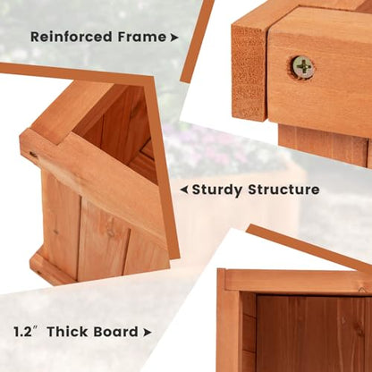 S AFSTAR Raised Garden Bed, 31” X 14” X 12” Fir Wood Rectangle Planter Box W/4 Drainage Holes & Detachable Base Plate, Raised Bed Planter Kit Box, Indoor & Outdoor Container for Patio Backyard - size: 31” x 14” x 12”