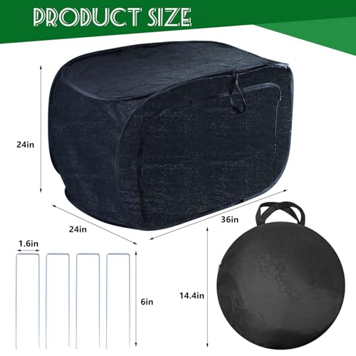 1Pcs Outdoor Plant Enclosure Pop Up Garden Shade Tent Cover Black UV 80% Sun Shade Mesh Cage Dual-Use Plant Protection with 3 Zipper Bag & Stakes for Vegetable Potted Flower Pest Barrier 24x24x35in - size: 23.6" *23.6" *35.4"