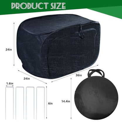 1Pcs Outdoor Plant Enclosure Pop Up Garden Shade Tent Cover Black UV 80% Sun Shade Mesh Cage Dual-Use Plant Protection with 3 Zipper Bag & Stakes for Vegetable Potted Flower Pest Barrier 24x24x35in - size: 23.6" *23.6" *35.4"