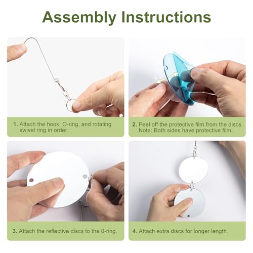 OFFO Reflective Bird Scare Discs Set, 18 PCS Double-Sided Reflective Devices for Outside, Bird Reflectors to Keep Pigeon and Woodpecker Away from Garden or Yard, Porch, Outdoor