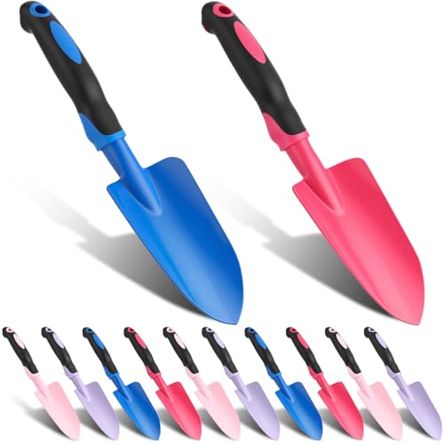 Yaocom 12 Pcs Garden Shovel Aluminum Alloy Heavy Duty Trowel Small Digging Shovels Metal Hand Trowel Spade with Soft Handle for Garden Lawn Yard Planting Tool (Wide Shovel,Fuchsia,Purple,Blue,Pink) - color: Fuchsia, Purple, Blue, Pink, size: Wide Shovel