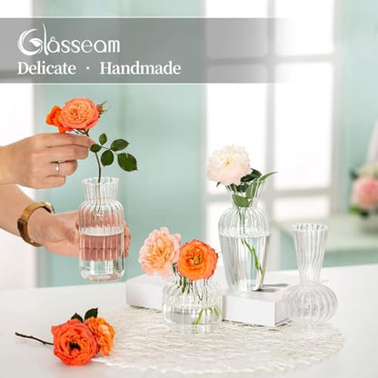 Glasseam Small Glass Bud Vases Bulk, 8Pcs Decorative Vases for Centerpieces - size: 8pcs