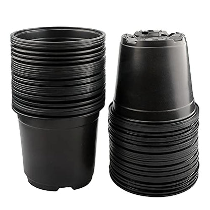 KINGLAKE 50 Pcs 6" Plastic Plants Nursery Seedlings Pots Flower Plant Container Seed Starting Pots Matte Black - color: Matt Black