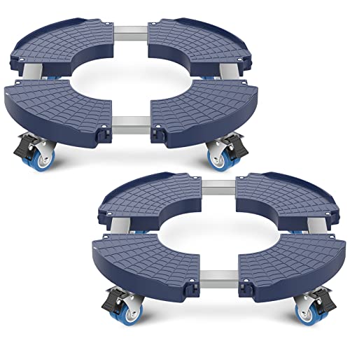 VANCASTLE Plant Caddy with Lockable Wheels 15-22'' Adjustable Plant Stand - color: Blue, size: 2