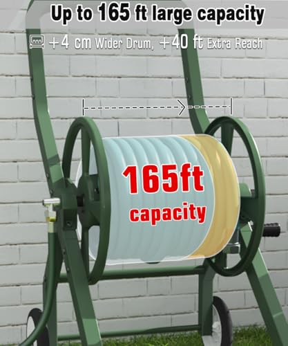 Artigarden Garden Hose Reel Cart with Wheels Outdoor Water Hose Reels Green