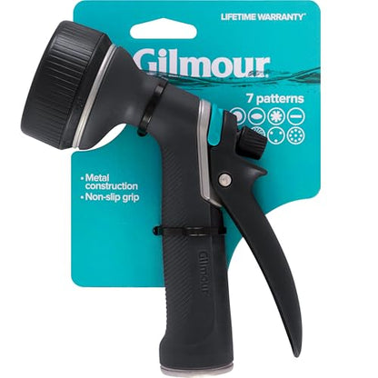 Gilmour Medium Duty Rear Control Garden Hose Nozzle with Ergonmic Grip - color: Black