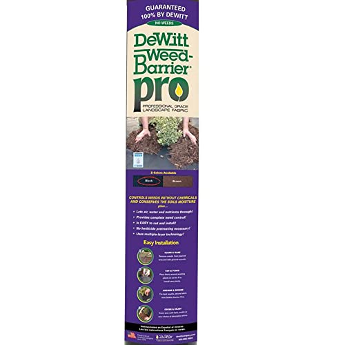 DeWitt Weed-Barrier Pro 3 oz Landscape Fabric, Black, 4 x 300 Feet – Heavy-Duty Weed Control and Ground Cover for Gardens, Beds, Mulch, Outdoor Landscaping, and Yard Areas