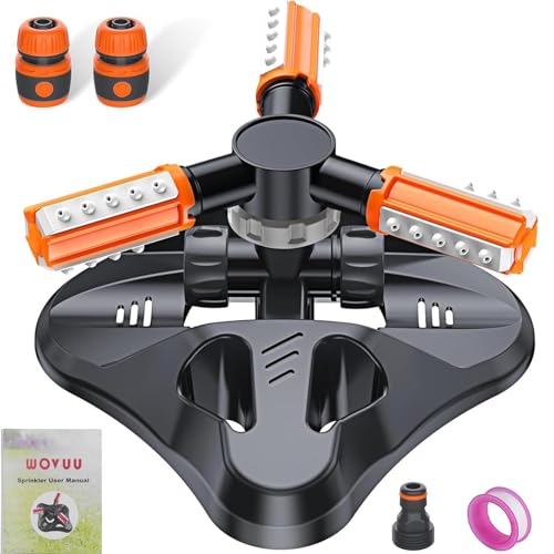 Garden Sprinkler,Upgrade Lawn Sprinklers Automatic 360 Degree Rotating Irrigation Grass Water Sprayer System,Garden Hose Sprinkler for Yard/Built in 36 Units Angle Spray Nozzles(Orange)-1Pack - color: Orange