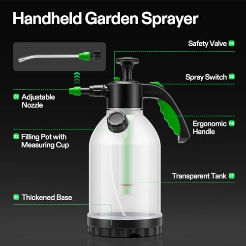 VIVOSUN 50oz Pump Sprayer, Portable Water Spray Bottle (Pack of 2) - size: 50oz (Pack of 2)