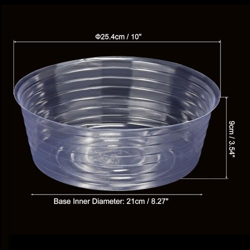 MECCANIXITY Plant Pot Saucer 10 Inch Plastic Round Flower Drip Tray for Indoor Outdoor, Clear Pack of 20 - size: 25.4x9cm