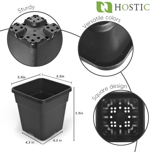 HOSTIC 1 Gallon Square Nursery Pots Flexible Plastic Pots for Plants Gallon Pot with Drainage Holes 10 Pcs - color: Black, size: 1 Gallon-10Pcs