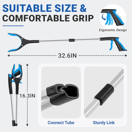 Grabber Reacher Tool - 32” Extra Long Foldable Gripper and Reaching Tool - color: 2-pack